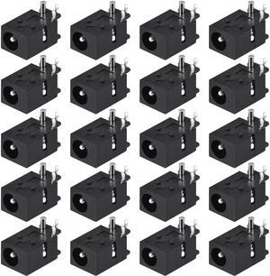 PCB Mount 4.0mm x 1.7mm 3 Pin Audio Video DC Power Connector Socket DC023 Black 20Pcs