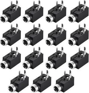 PCB Mount 2.5mm 3 Pin Socket Headphone Stereo Jack Audio Video Connector PJ210 Black 15Pcs
