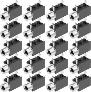 PCB Mount 3.5mm 3 Pin Socket Headphone Stereo Jack Audio Video Connector PJ316 Black 20Pcs