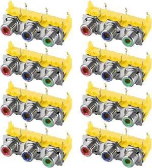 PCB Panel Mount Triple RCA Socket Female Jack Audio Video AV Connector Red Blue Green 8Pcs
