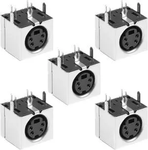 S-video PCB Mount 4 Pin Mini Din Socket Audio Video Connector Black 5Pcs