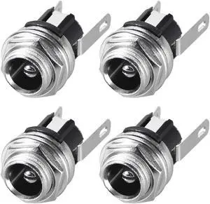 PCB Mount DC Connector Audio Video Socket DC025M 3 Pin Female 5.5mm x 2.5mm Black 4Pcs