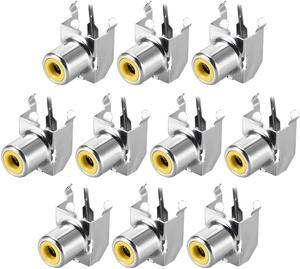 PCB Panel Mount Single RCA Socket Female Jack Audio Video AV Connector Silver Tone 10Pcs