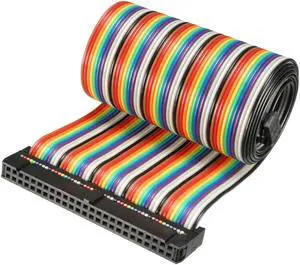 IDC 50 Pins Wire Flat Rainbow Ribbon Cable 66cm 2.54mm Pitch 2pcs