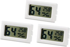 White Digital Temperature Humidity Meters Gauge Indoor Thermometer Hygrometer LCD Display Celsius(°C) for Humidors, Greenhouse, Garden 3pcs