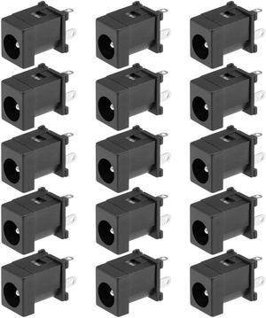 PCB Mount 5.5mm x 2.1mm 3 Pin Audio Video DC Power Connector Socket DC012A Black 15Pcs