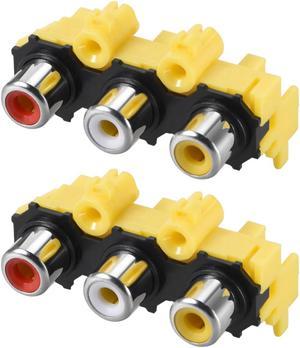 PCB Panel Mount Triple RCA Socket Female Jack Audio Video AV Connector Red White Yellow 2Pcs