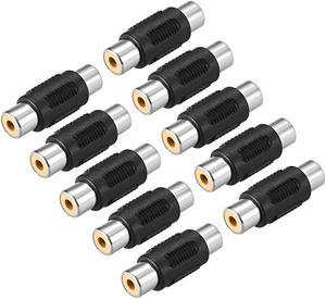 RCA Female to Female Connector Stereo Audio Video Cable Adapters Coupler Black 10Pcs