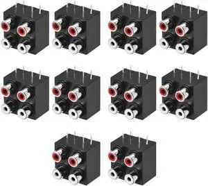 AV Concentric Outlet 4 RCA Female Jack 6-Pin Connector Socket Panel Mount 10pcs