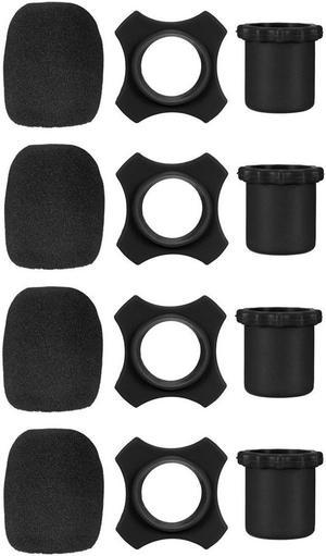 4PCS Wireless Handheld Microphone Protective Kit Black Anti-rolling Slip Holder  Sponge Foam Mic Cover  Bottom Rod Sleeve Holder