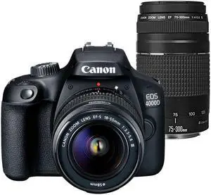 Canon EOS 4000D 18MP Digital SLR Camera + 18-55mm III Lens + 75-300mm Lens