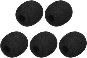 5PCS Foam Mic Cover Headset Microphone Windscreen Shield Protection Black 30mm Length for Headset Lapel Lavalier