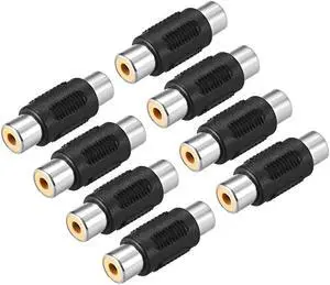 RCA Female to Female Connector Stereo Audio Video Cable Adapters Coupler Black 8Pcs