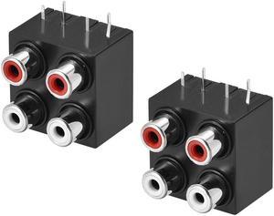 AV Concentric Outlet 4 RCA Female Jack 6 Pin Connector Socket Panel Mount 2pcs