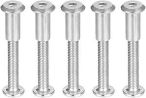 Hex Socket Screw Post Binding Screws Leather Fastener, M6x35mm, Stainless Steel, 5 Sets