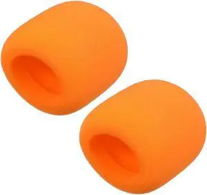 2PCS Thicken Ball-Type Sponge Foam Mic Cover Handheld Microphone Windscreen Shield Protection Orange for KTV Broadcasting