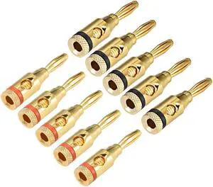 Gold 4mm Plated Banana Connector Open Screw Type 10Pcs for Speaker Wire Home Theater