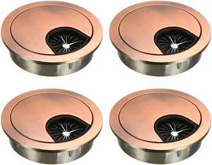 Cable Hole Cover, 2" Zinc Alloy Desk Grommet for Wire Organizer, 4 Pcs (Red Bronze)