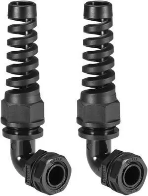M16 Cable Gland 90 Degree Waterproof IP68 Nylon Joint Adjustable Locknut with Strain Relief for 4mm-7mm Dia Cable Wire , 2 Pcs