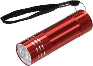 UV Mini 9 LED Aluminum Flashlight Ultraviolet Blacklight Torch with Lanyard AAA Battery Not Included Red for Pet Stains, Bed Bug and Scorpions