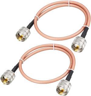 Low Loss RF Coaxial Cable Connection Coax Wire RG-142, PL-259 UHF Male to PL-259 UHF Male 50cm 2pcs