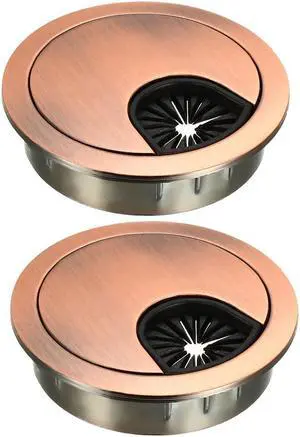 Cable Hole Cover, 2" Zinc Alloy Desk Grommet for Wire Organizer, 2 Pcs (Red Bronze)