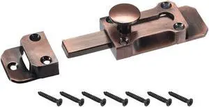 Barrel Slide Door Bolts, 2-inch Antique Zinc Alloy Security Latch Lock (Red Bronze)