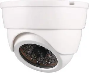 Fake Security Camera Dummy Dome CCTV with Blinking Red LED Warning Light for Home Outdoor Indoor White