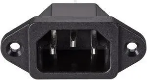 C14 Panel Mount Plug Adapter AC 250V 10A /5A 3 Pins IEC Inlet Module Plug Power Connector Socket Straight