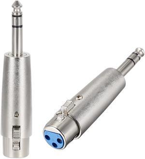 XLR Female to 1/4" Male TRS Adapter,Gender Changer - XLR-F to 6.35mm Stereo Coupler Adapters,Stereo Plug In Balanced Audio Connector,Mic Plug 2pcs