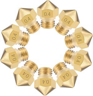 0.4mm 3D Printer Nozzle Head M7 Thread Replacement for MK10 1.75mm Extruder Print, Brass 10pcs