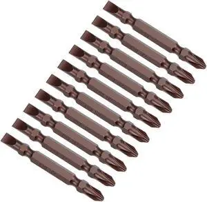 10pcs 1/4" Hex Shank 65mm Length Magnetic Screwdriver PH2/SL6 Slotted-Phillips Double-Head Screwdriver Bits S2 Alloy Steel