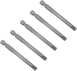 5pcs Slotted Bits 1/4 Inch Hex Shank 75mm Length Magnetic Screwdriver SL6 Screw Driver Bit S2 Alloy Steel