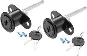Drawer Lock 19mm Cylinder Diameter for Desk Cabinet Locker Showcase Black 2Pcs