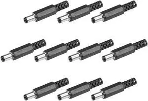 10Pcs DC Male Connector 5.5mm x 2.5mm x 9mm Power Cable Jack Adapter Black