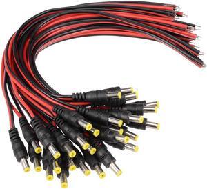 30pcs 5.5mm x 2.1mm Male DC Wire Power Pigtails Adapter Jack Socket Cables for CCTV Security Camera
