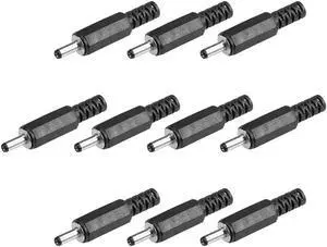 10Pcs DC Male Connector 3.5mm x 1.1mm Power Cable Jack Adapter Black