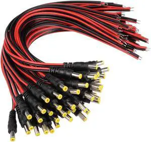 45pcs 5.5mm x 2.1mm Male DC Wire Power Pigtails Adapter Jack Socket Cables for CCTV Security Camera