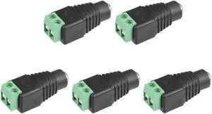 DC Female Connector 5.5x2.1mm Power Jack Adapter 5Pcs for Led Strip CCTV Security Camera Cable Wire Ends