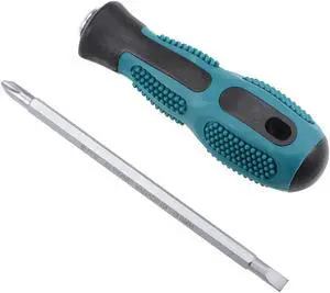 Magnetic Screwdriver 1/4inch Hex Shank Dual Way Slotted Phillips PH2/SL6 Head Screwdrive Bits w Round Shaft Non Slip Comfortable Handle