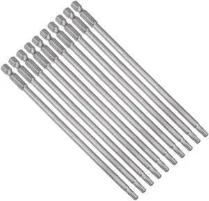 10 Pcs 1/4" Hex Shank T25 Magnetic Security Torx Screwdriver Bits 150mm Length