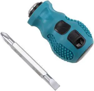 Magnetic Screwdriver Dual Way Slotted Phillips PH2/SL6 Screwdrive Bits w Round Shaft Non Slip Comfortable Handle