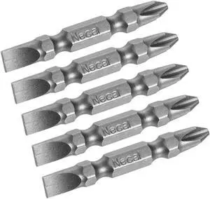 5pcs 1/4inch Hex Shank 50mm Length Magnetic Screwdriver SL6/PH2 Slotted-Phillips Double-Head Screwdriver Bits S2 Alloy Steel