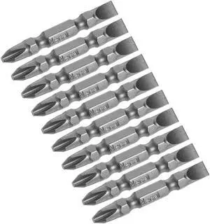 10pcs 1/4inch Hex Shank 50mm Length Magnetic Screwdriver SL6/PH2 Slotted-Phillips Double-Head Screwdriver Bits S2 Alloy Steel