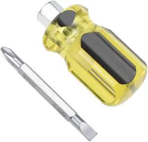 Magnetic Screwdriver Dual Way Slotted Phillips PH2/SL6 Screwdrive Bits 70mm Length w Round Shaft Comfortable Handle