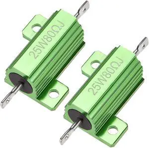 25W 80 Ohm 5% Aluminum Housing Resistor Screw Tap Chassis Mounted Aluminum Case Wirewound Resistor Load Resistor Green Tone 2 Pcs 25W 80 Ohm 5% Aluminum Housing Resistor Screw Tap Chassis Mounted Aluminum Case Wirewound Resistor Load Resistor Green Tone 2 Pcs