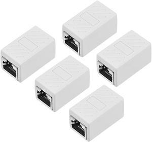 RJ45 Coupler Inline Connector Cat7 Cat6 Cat5e Ethernet Cable Extender Adapter Female To Female 36x20x20mm White 5Pcs