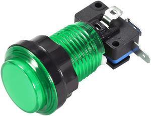 Game Push Button 33.5mm Round 12V LED Illuminated Push Button Switch with Micro Switch for Arcade Video Games Green 1pcs
