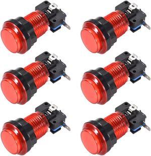 Game Push Button 33.5mm Round 12V LED Illuminated Push Button Switch with Micro Switch for Arcade Video Games Red 2pcs