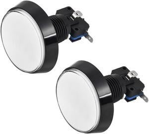 Game Push Button 60mm Round 12V LED Illuminated Push Button Switch with Micro Switch for Arcade Video Games White 2pcs